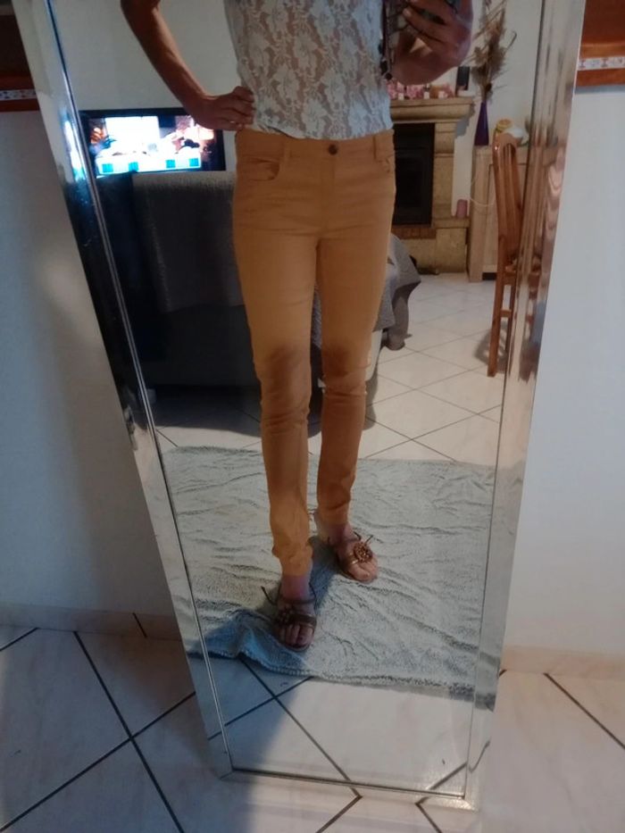 Pantalon femme slim 36 moutarde c8 - photo numéro 2