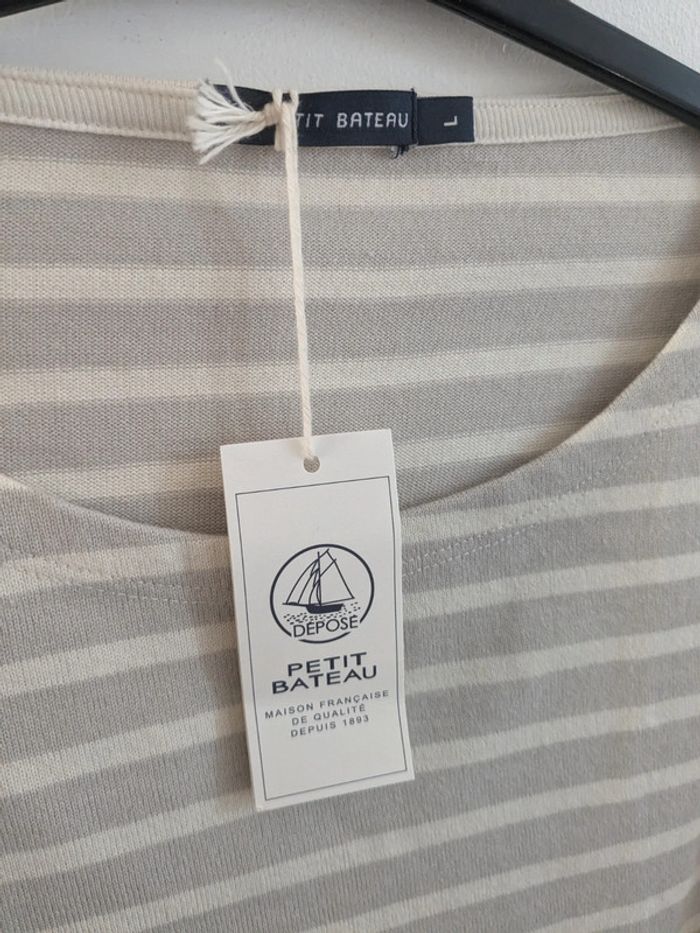 Pull rayé gris et blanc L coton - photo numéro 2