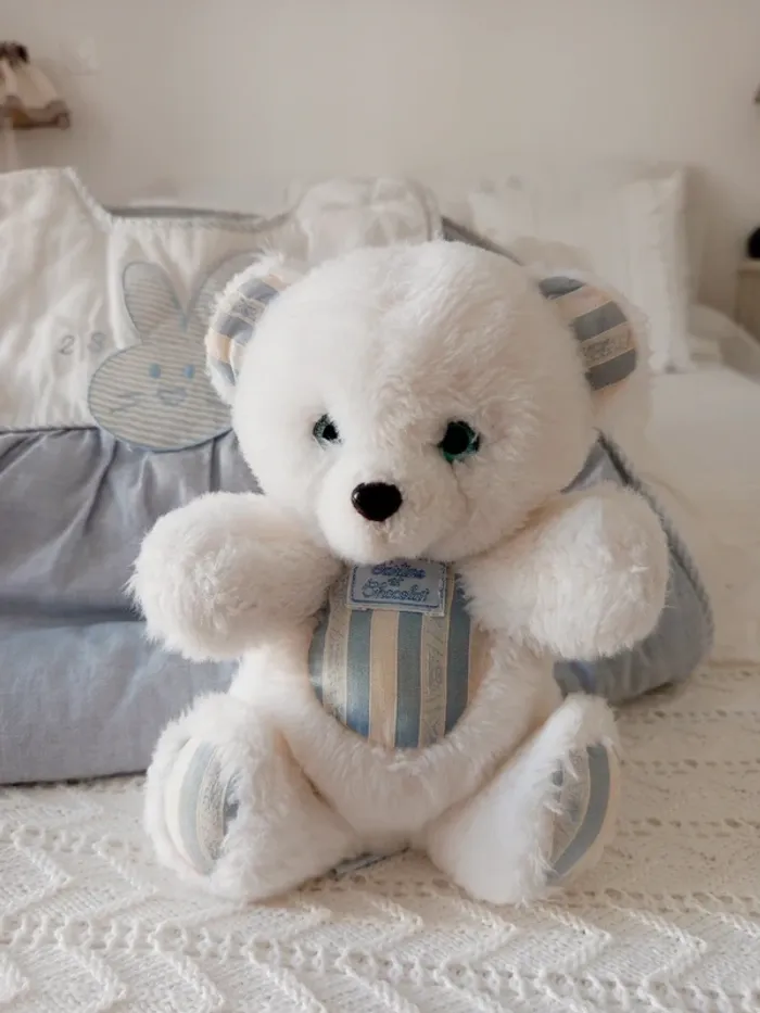 Ourson vintage blanc rayé bleu Tartine et Chocolat + gigoteuse look rétro 🐰 6/12 mois - photo numéro 9