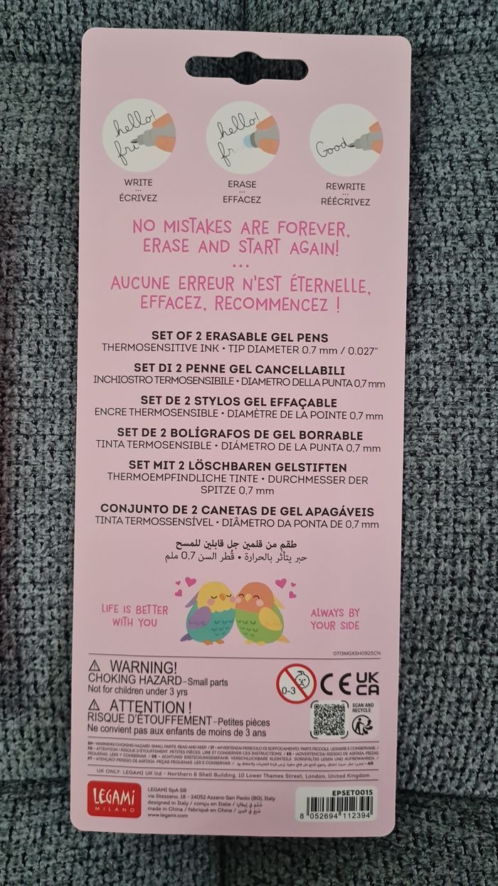 Legami Set Saint Valentin 2026 Couple Oiseaux Inséparables + Poisson Némo Limited Edition = 3 Stylos - photo numéro 5