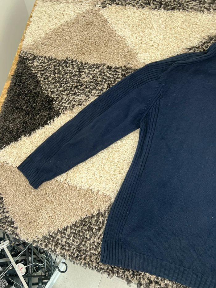 Pull zip full zip Lacoste bleu marine en coton en maille taille XXL style old money - photo numéro 15