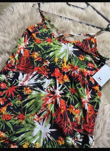 Top / débardeur à fleurs croisé sur le devant Fabriqué en France Taille S / 36 Neuf avec étiquette