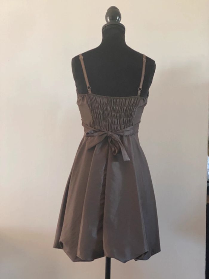 Robe chic de soirée Made in Italy marron avec serquins taille S / M - photo numéro 4