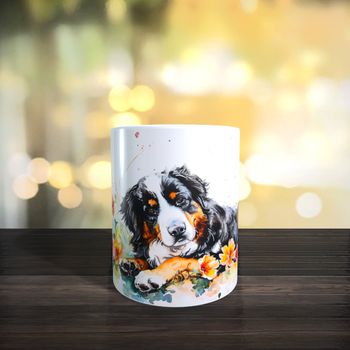 Mug chien Bouvier bernois, façon peinture 