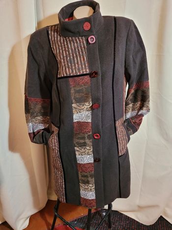 Manteau laine marron beige, orange Scottage