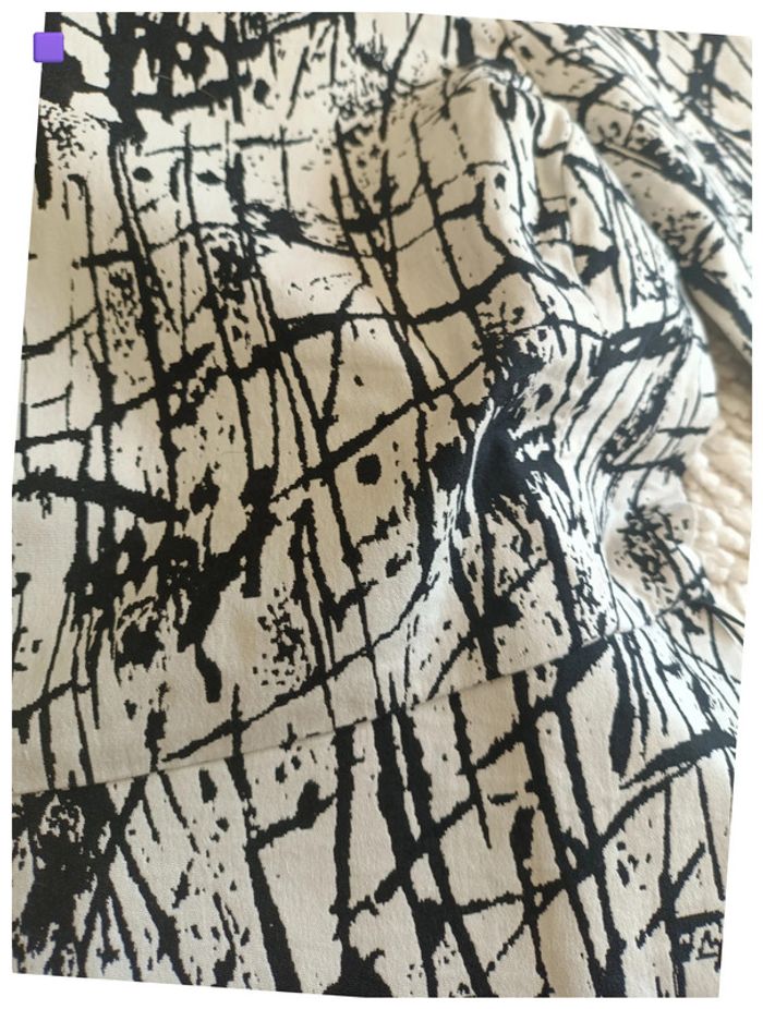 Haut noir et blanc graphique Zara Woman - S vintage cintré 80s - photo numéro 2