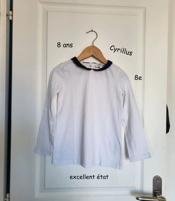 T-shirt manche longue Cyrillus col claudine 8 ans