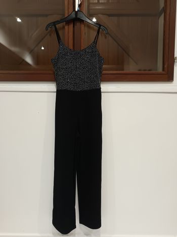 Combinaison pantalon noire fines bretelles, brillant XXS Tissaia