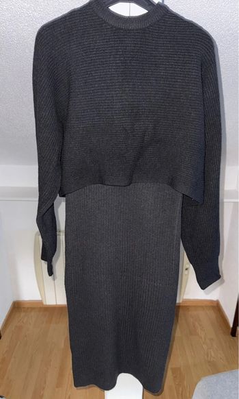 Ensemble robe et petit pull de grossesse gris