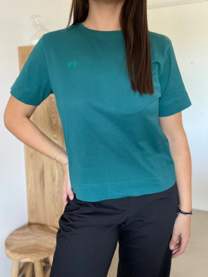 T-shirt bleu/vert canard Camaïeu - photo numéro 2