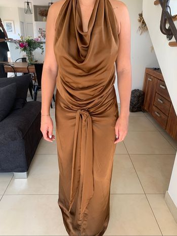 Robe cérémonie Zara neuve en satin marron