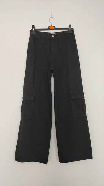 Pantalon cargo taille haute noir jean
