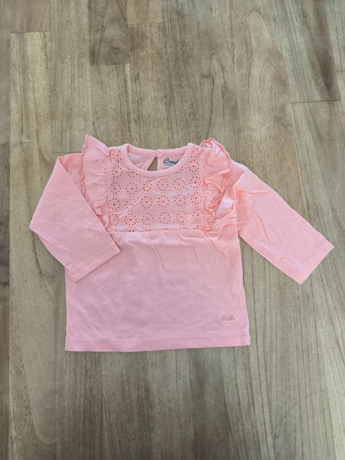 T-shirt corail Creeks 6mois manches longues
