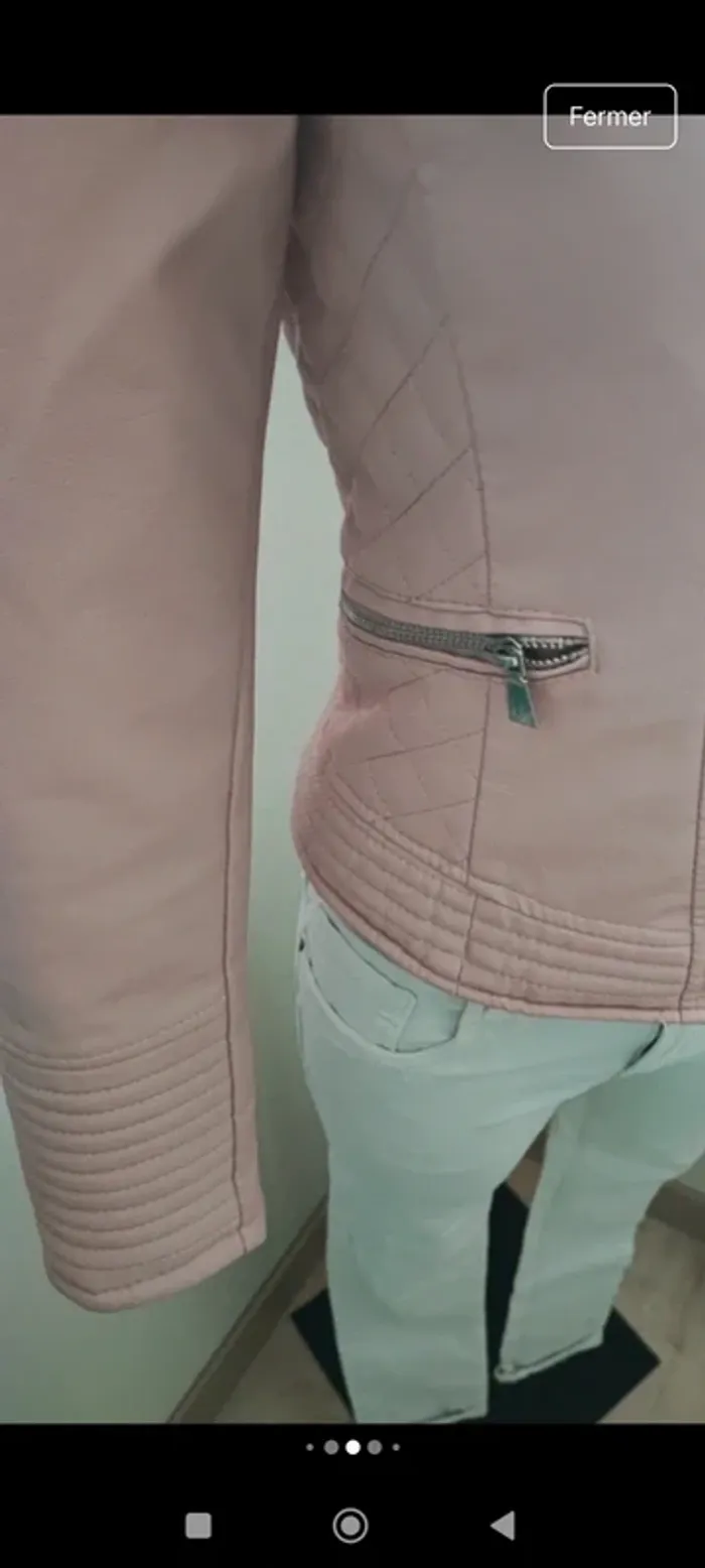 Veste simili cuir rose taille 38. - photo numéro 5