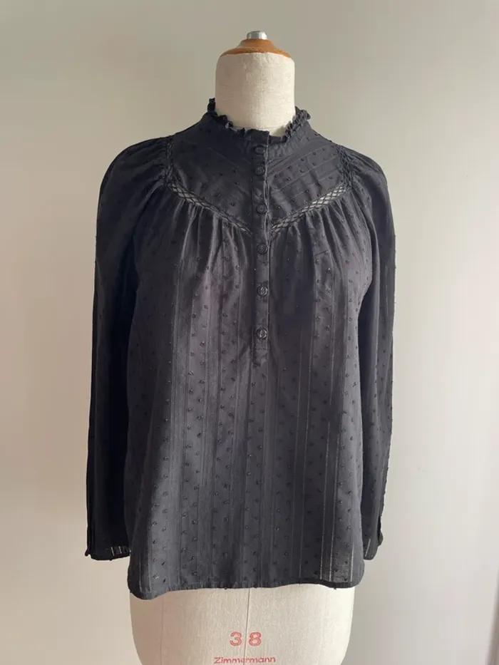 Blouse noire One Step T36 plumetis ajourée - photo numéro 2