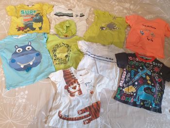 Lot de 9 t-shirts garçon taille 12 mois très bon état
