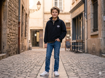 Sweat noir encolure zippée Taille 6 ans CLIP COMPANY