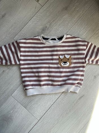 Sweat rayé Mango - Motif Lion 🦁 - 12/18 mois (86 cm)