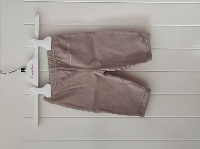 Pantalon bébé fille 6 mois coton beige avec motif fleur 🌸 - photo numéro 2