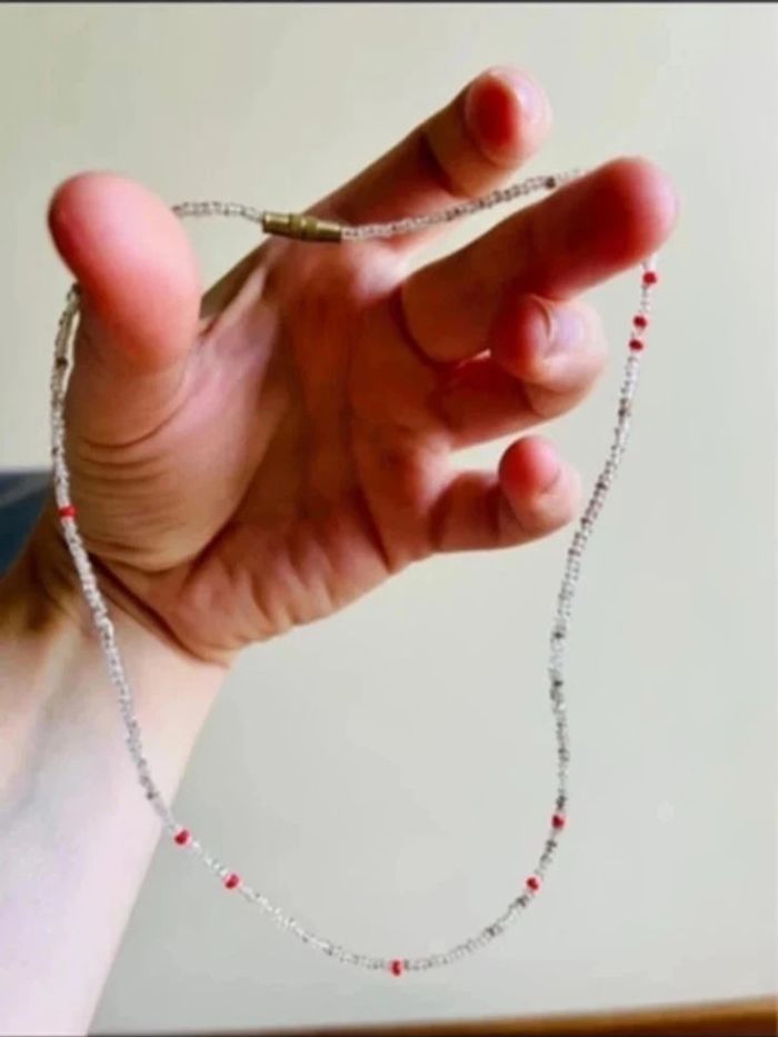 Sublime collier à perles neuf transparent et orange - photo numéro 4