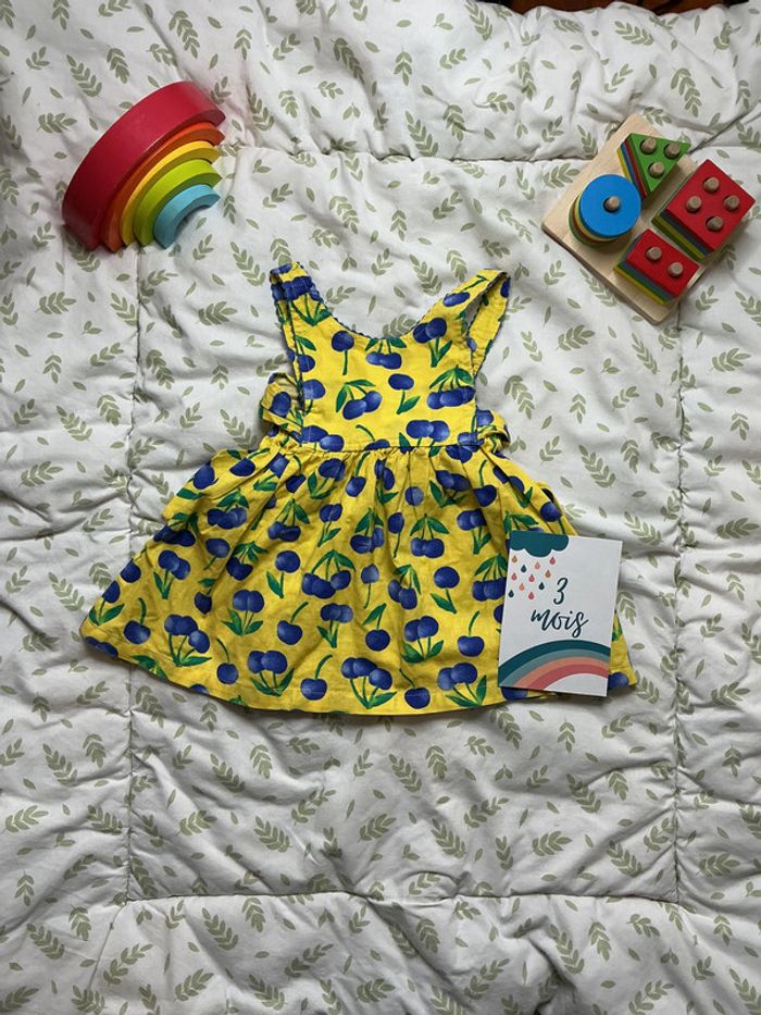robe sans manches dos nu jaune motifs fruits 3 mois saxo blues