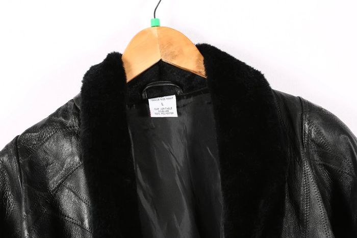 Adorable manteau vintage 80's en cuir motif patchwork (#240489) - photo numéro 7