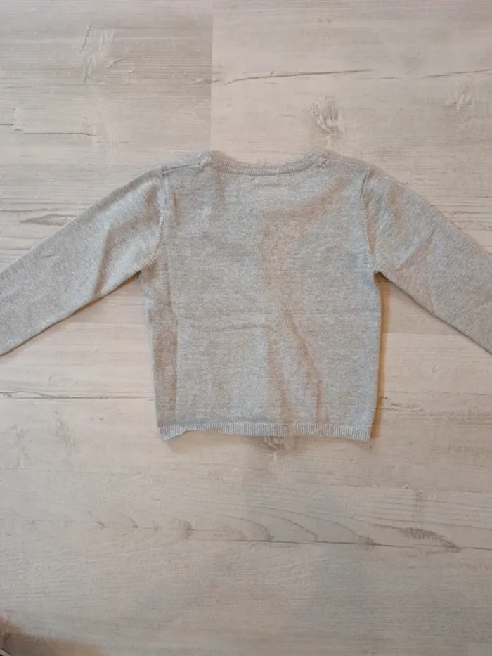 Gilet gris à paillettes Hema 98cm - photo numéro 4