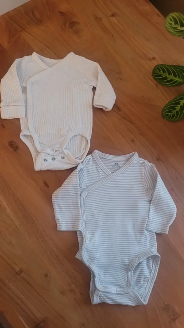 Lot de 2 bodies h&m 1-2 mois (56cm) - photo numéro 2