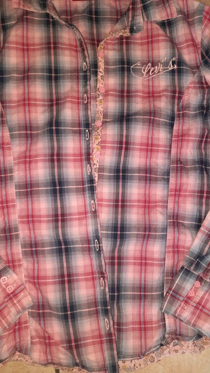Chemise Levis 14 ans rose carreaux - photo numéro 2