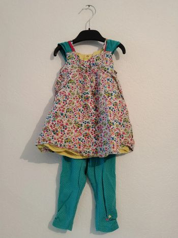 ensemble robe + legging imprimé fleuri catimini fille 12 mois