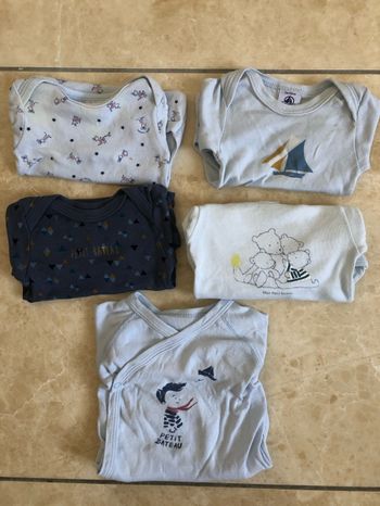 Lot bodies manches longues 3 mois Petit Bateau