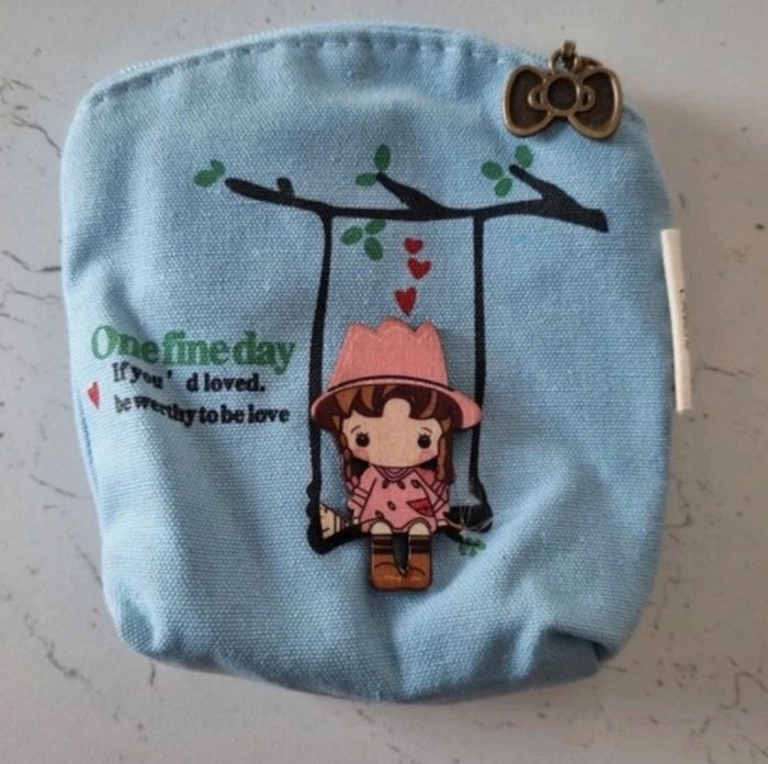 Porte monnaie fille bleu ciel avec fermeture éclair - photo numéro 4