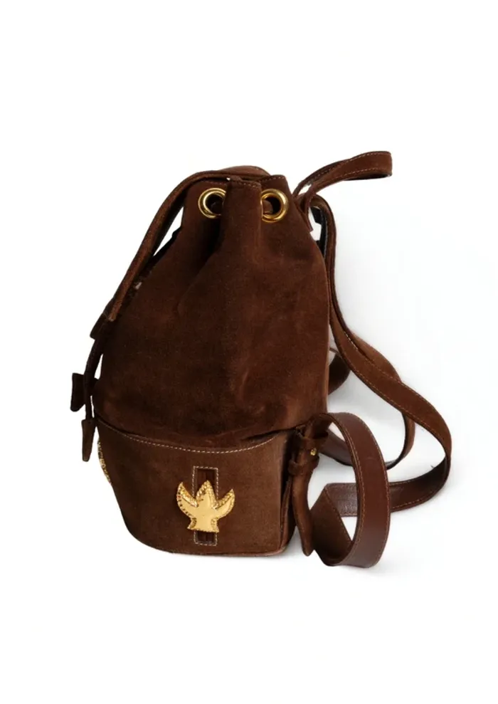 Sac à dos vintage Christian Lacroix en daim chocolat - photo numéro 8