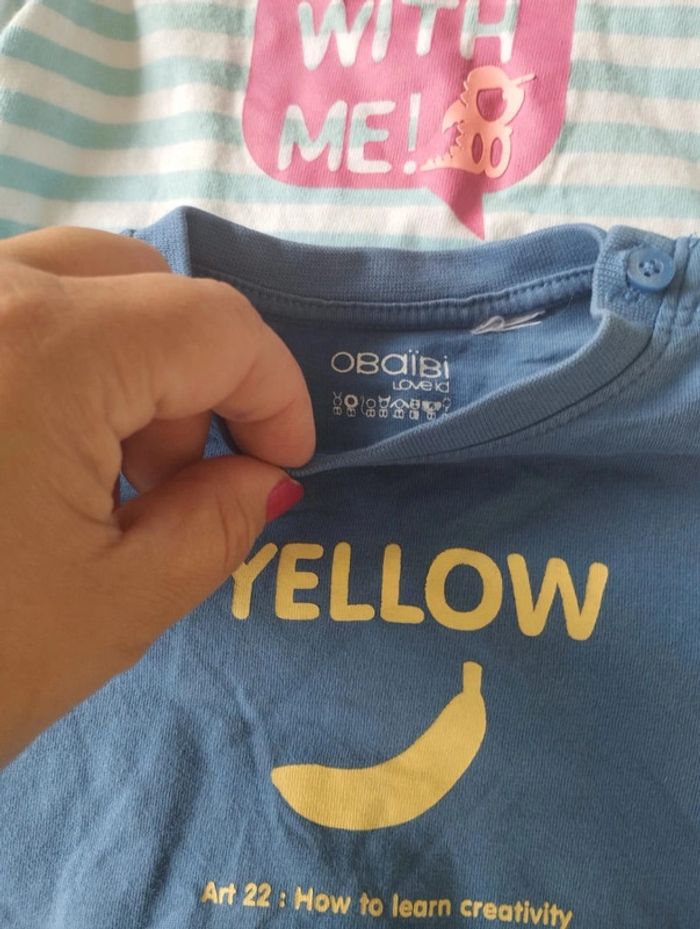 Lot de 3 tee-shirts manches courtes 6 mois - photo numéro 2