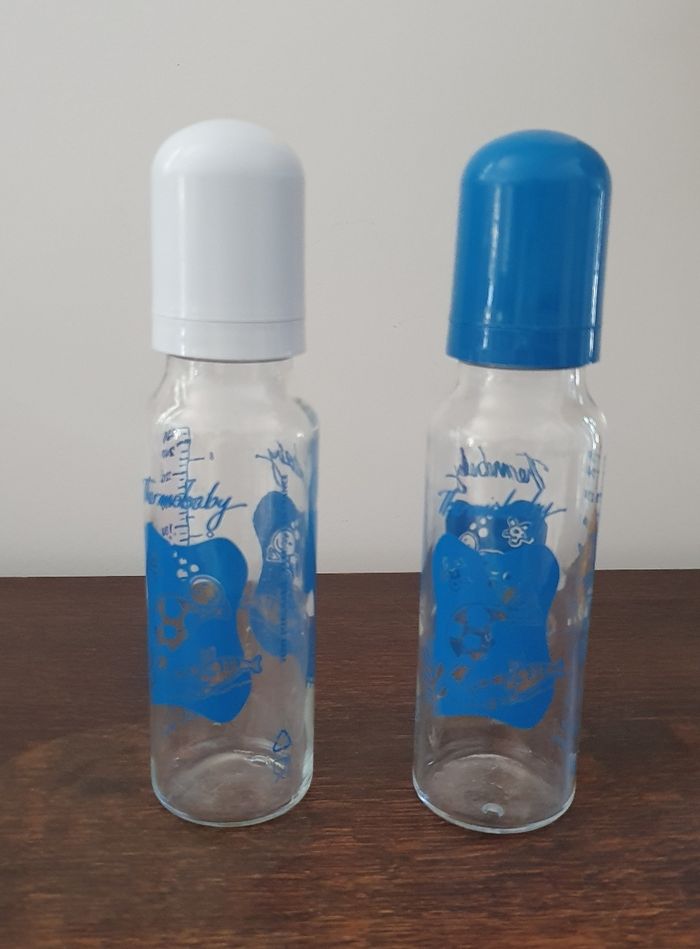 2 Biberons en verre Tétines silicone