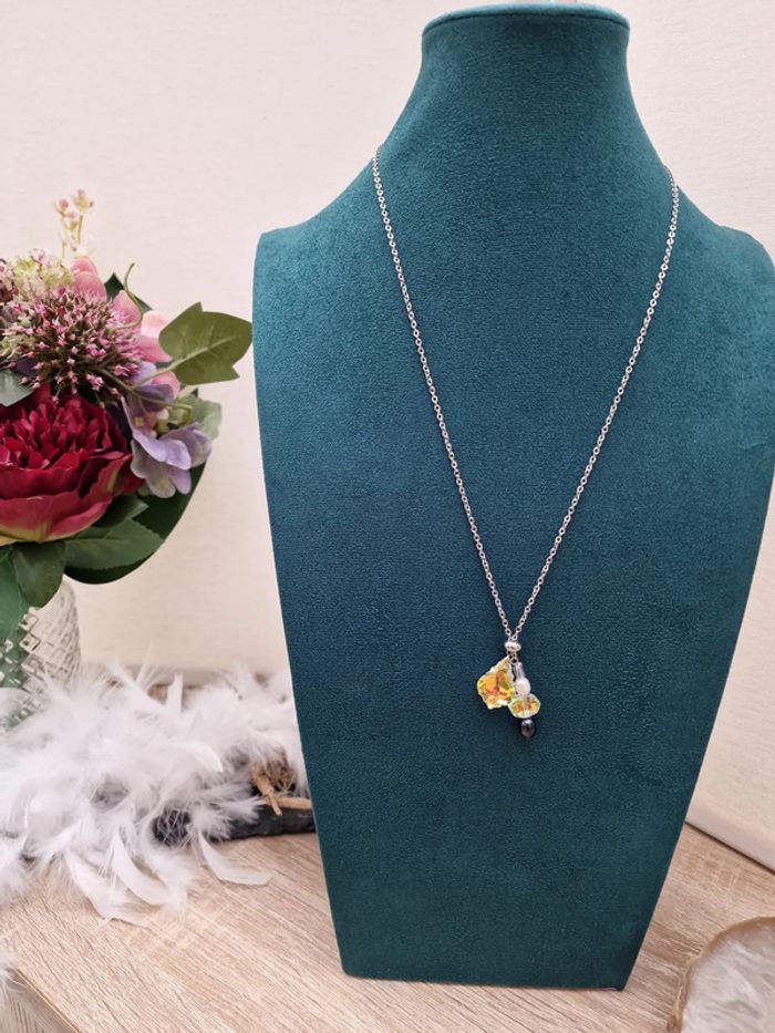 Collier Acier Perles D'eau Douce Cristal - photo numéro 2