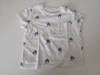 Tee-shirt manches courtes avec poche poitrine (Blanc, Maisons de plage) 9 mois (74 cm) Kiabi