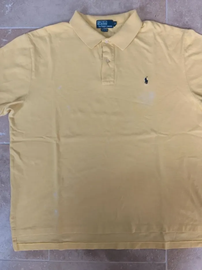 Polo Ralph Lauren homme 2XB jaune logo marine état moyen - photo numéro 4