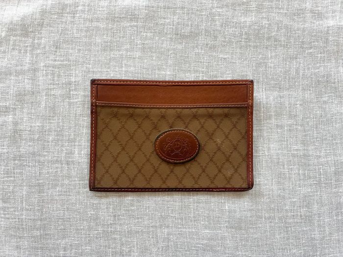 Porte monnaie, porte carte marron et beige à motifs