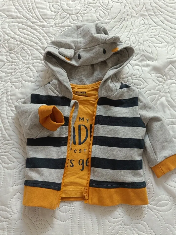 Lot sweat capuche + t-shirt naissance - 1 mois - photo numéro 4