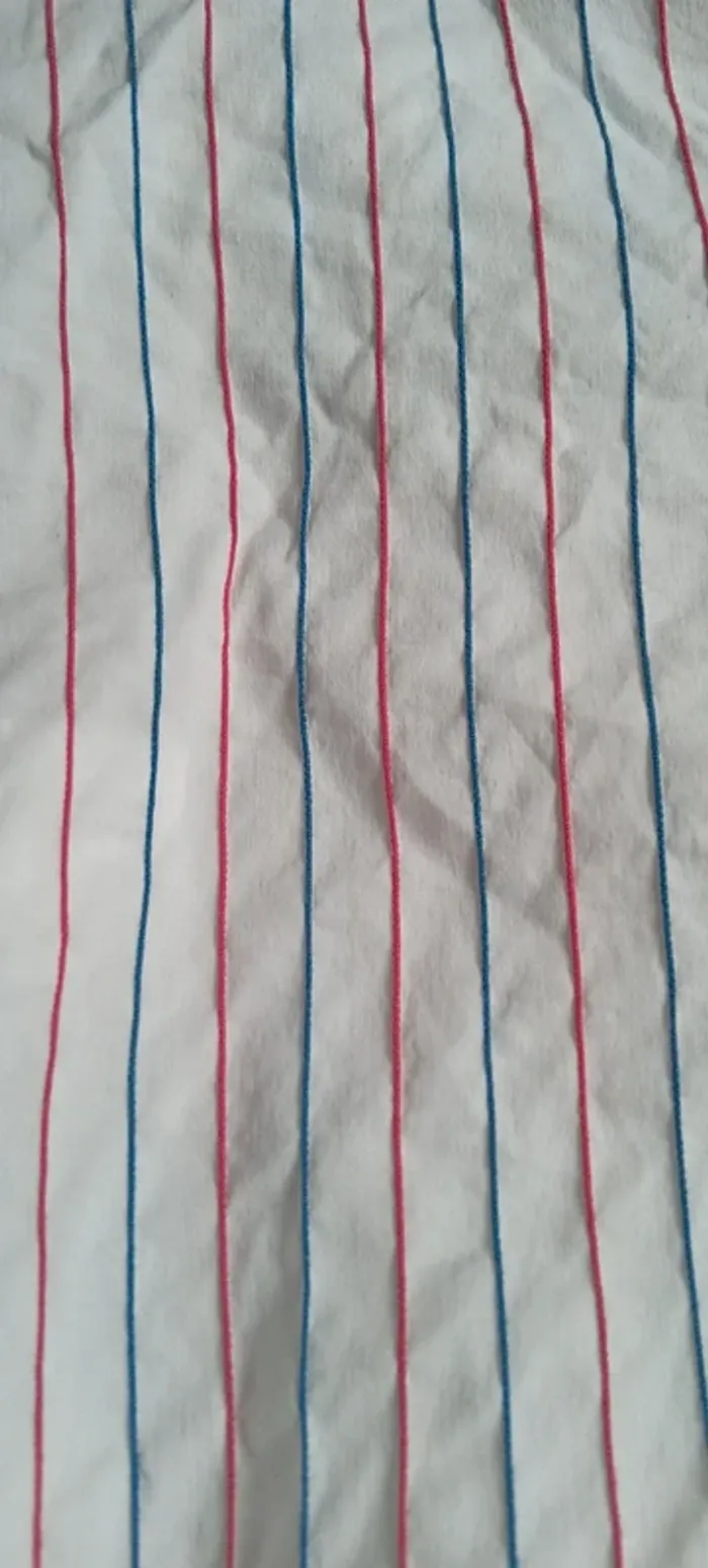 Chemise longue manches longues avec rayures bleu blanc rouge blanche femme 44 phildar - photo numéro 16