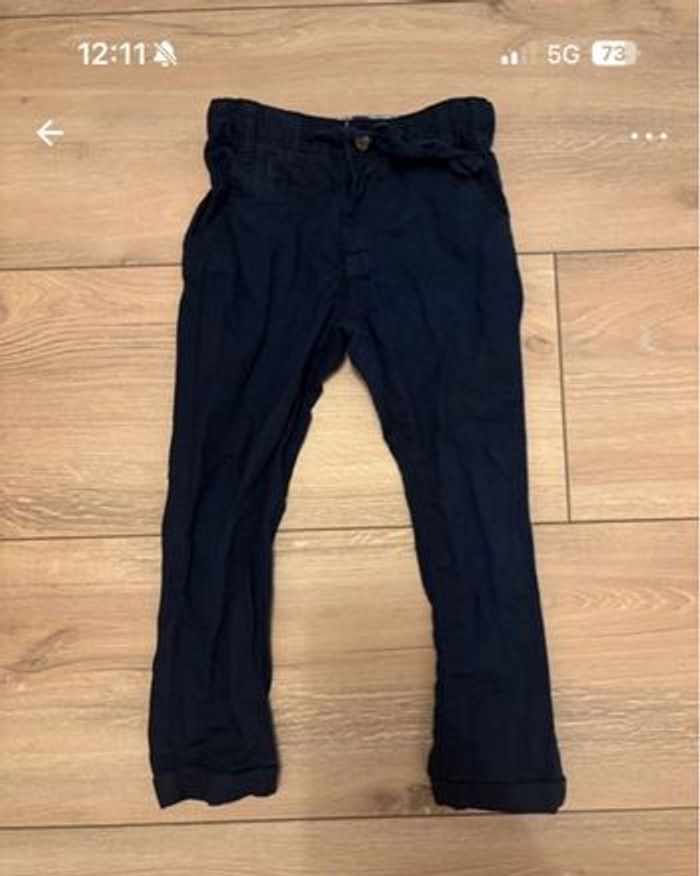 Pantalon en lin bleu marine