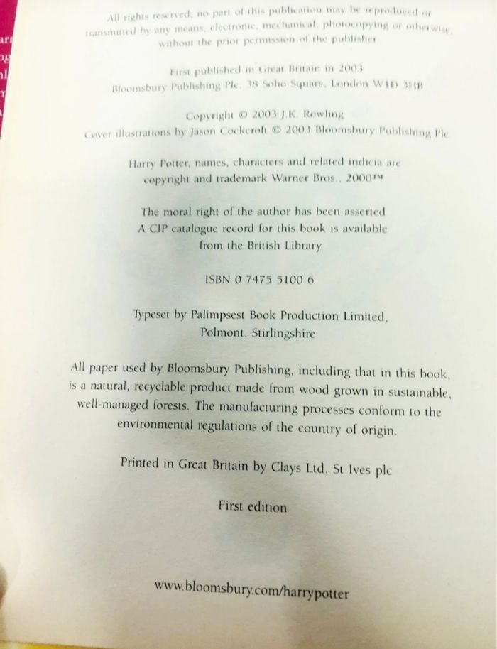 Harry Potter tome 5,6,7 en anglais first edition (première édition) - photo numéro 4