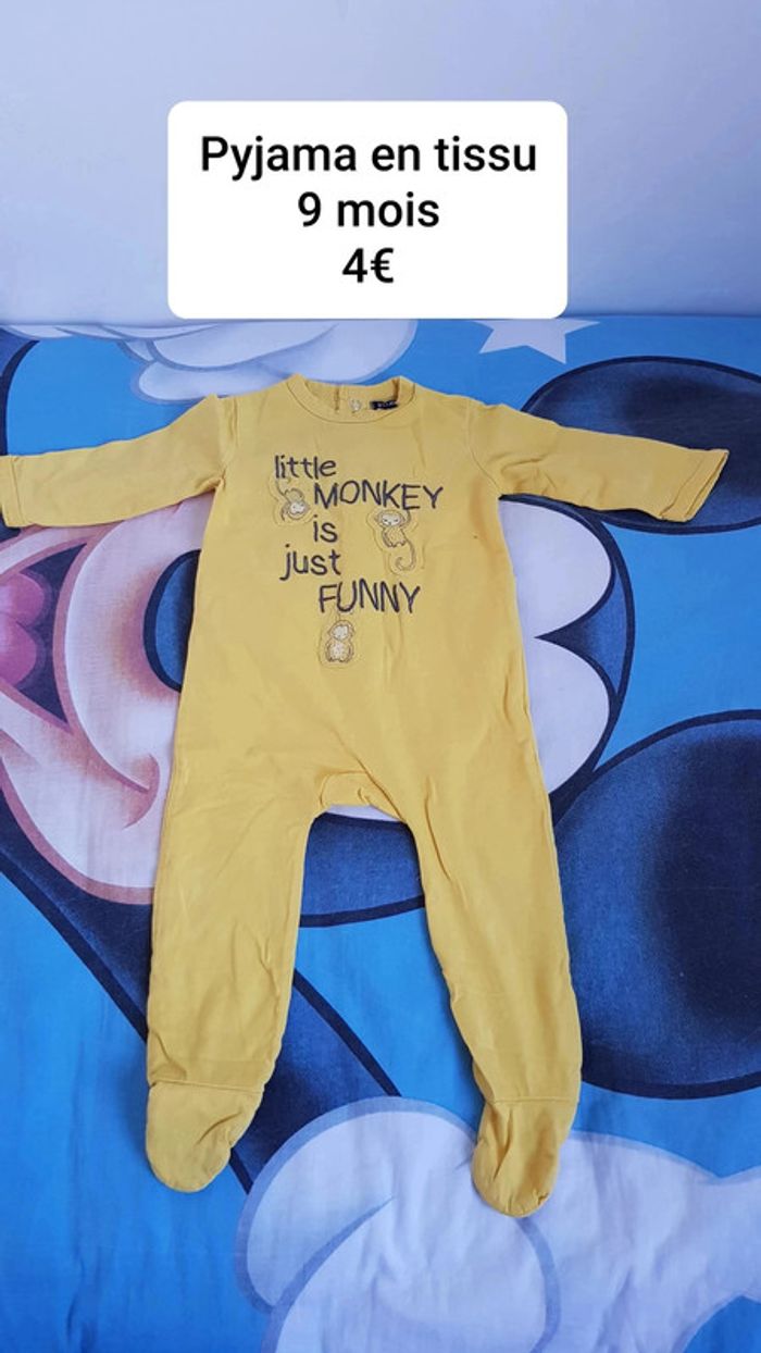 Pyjama garçon en tissus taille 9 mois
