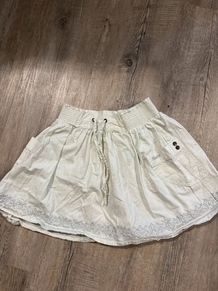 Jupe creeks 38 blanche doublée avec broderie et poche