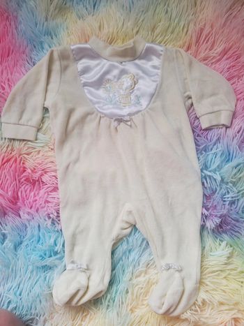 🌸 Pyjama touché velours jaune et satin modele vintage mixte naissance