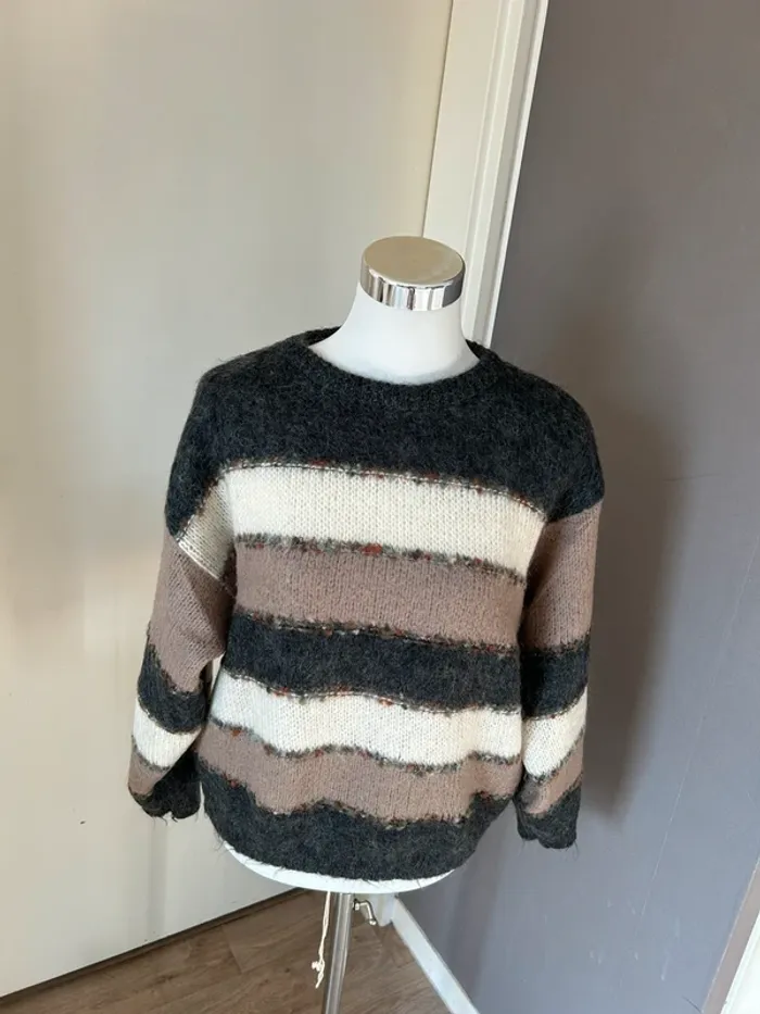Pull en mohair multicolore femme, taille 40