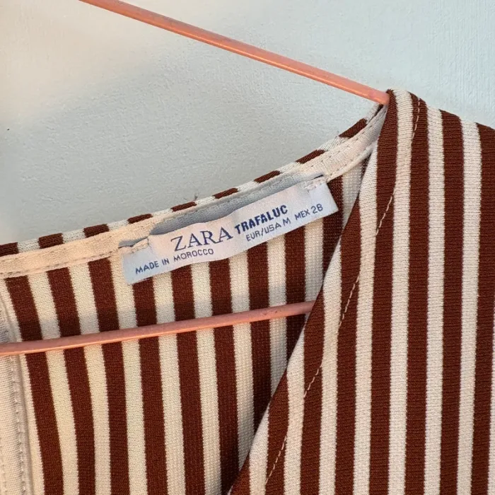Combishort Zara rayée • marron & blanc • 38 🌼 - photo numéro 3