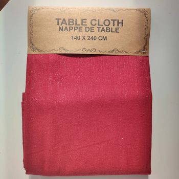 Grande nappe rouge en coton et lurex de 140 x 240 cm