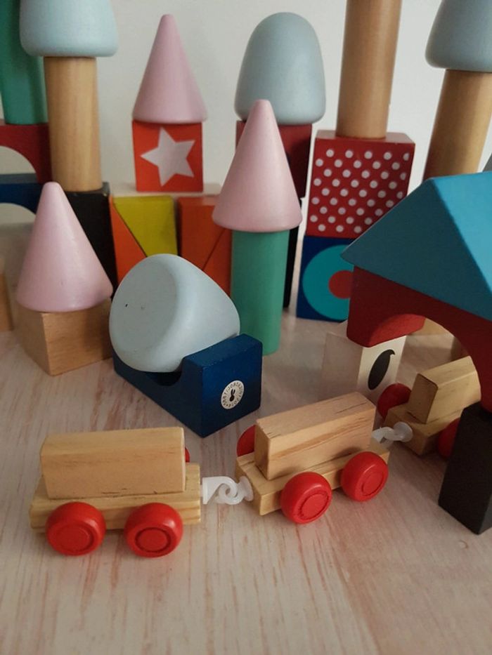 Kubix blocs de construction en bois Janod et petit train - photo numéro 20